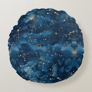 Celestial Constellation - Starry Night (7) Round Cushion
