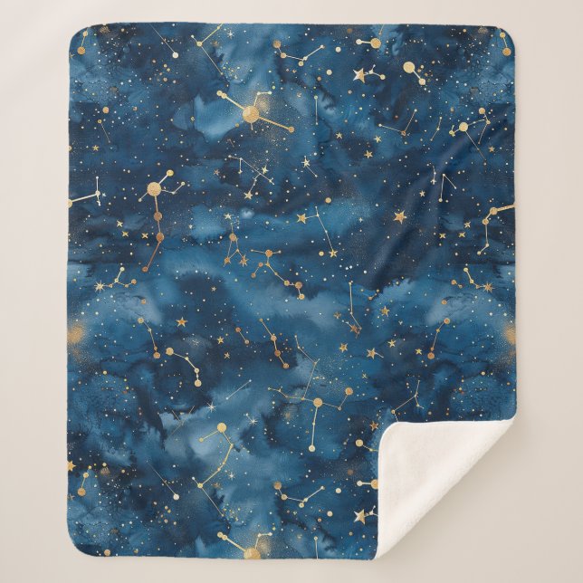 Celestial Constellation - Starry Night (7) Sherpa Blanket (Front)