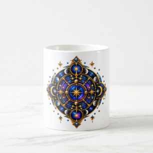 Celestial Cosmic Emblem Gold Blue Mystical Symbol Coffee Mug