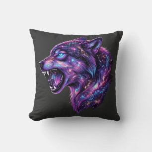 Celestial Cosmic Galaxy Wolf Roar Graphic T-Shirt Cushion