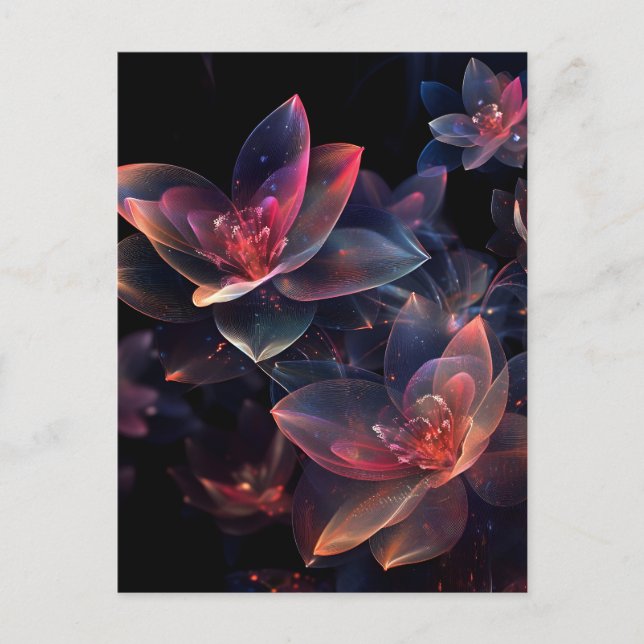 Celestial Cosmic Lotus Bloom Holiday Postcard (Front)