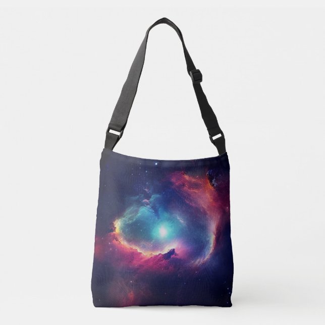 Celestial Cosmos Modern Space Galaxy Sky Crossbody Bag (Front)
