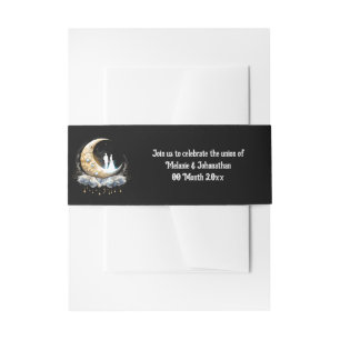 Celestial couple silhouette luna moon night sky invitation belly band