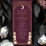 Celestial Cranberry Elegant Art Nouveau Wedding Programme<br><div class="desc">Elevate your event with our Art Nouveau-inspired program! Featuring a radiant golden arch, shimmering stars, and delicate white flowers set against a cranberry background, this design adds timeless elegance to your table. It's perfect for weddings, galas, and upscale gatherings! Please note that the gold on this product is NOT real...</div>