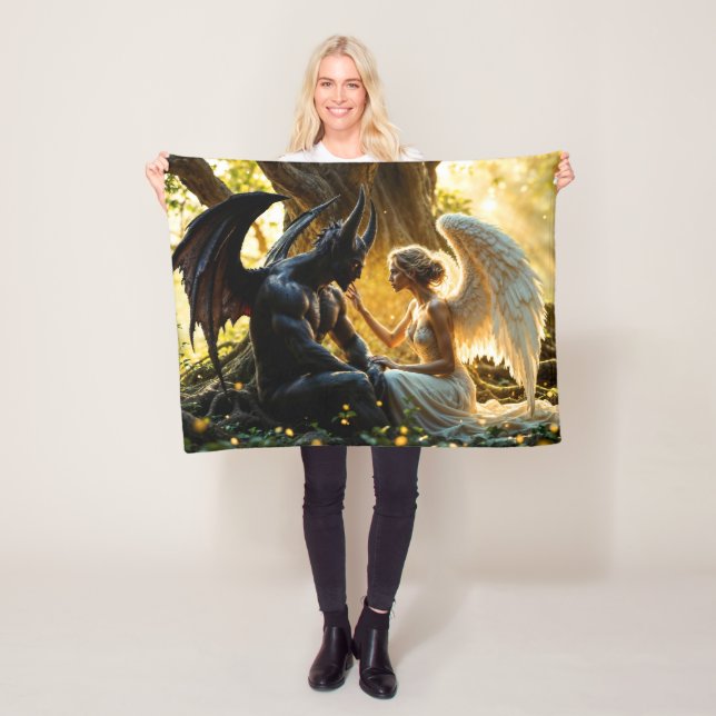 Celestial creatures angel demon fantasy fleece blanket (In Situ)