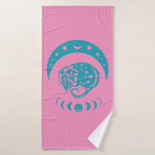 Celestial Crecent Moon Possum Whimsical Nature Bath Towel