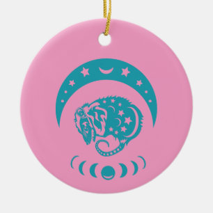 Celestial Crecent Moon Possum Whimsical Nature Ceramic Tree Decoration