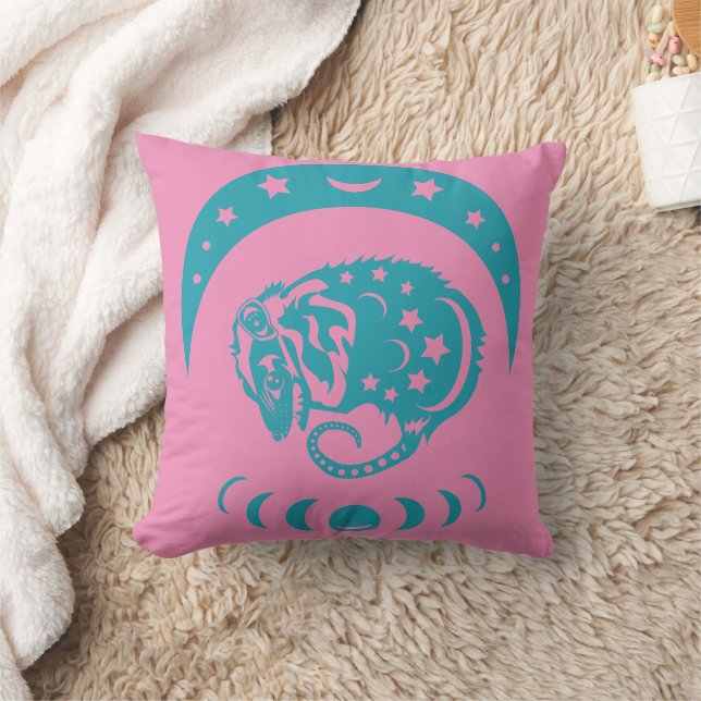 Celestial Crecent Moon Possum Whimsical Nature  Cushion (Blanket)