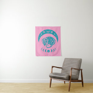Celestial Crecent Moon Possum Whimsical Nature Tapestry