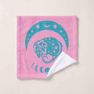 Celestial Crecent Moon Possum Whimsical Nature Wash Cloth