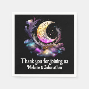 Celestial crescent lunar moon chic stars night napkin