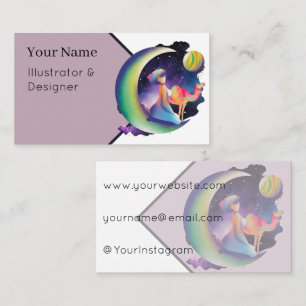 Celestial Crescent: Moon Goddess & Space Camel Business Card