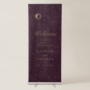 celestial crescent moon gold Welcome Wedding Retractable Banner