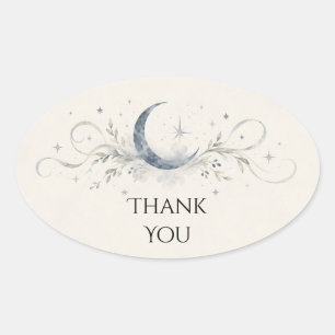 Celestial Crescent Moon Stars Thank You Sticker
