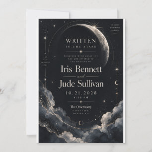 Celestial Crescent Moon Wedding Invitation