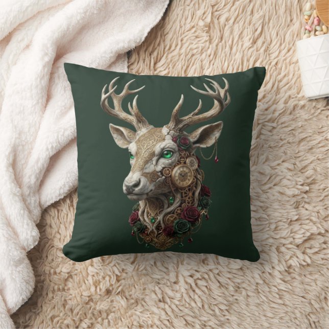 Celestial Crowned Stag - Ancient Future Clockwork  Cushion (Blanket)