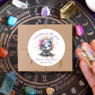 Celestial Crystal Ball Astrology Baby Shower  Classic Round Sticker