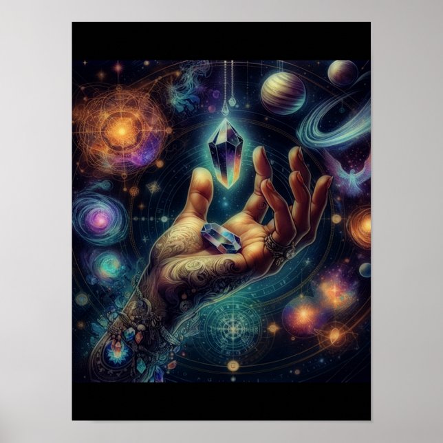 Celestial Crystal in the Palm Galaxy Spacy  Poster (Front)