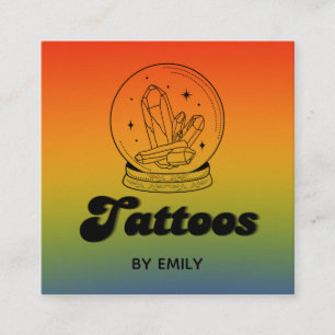 Celestial Crystal Tattoo Salon Holographic Square Business Card