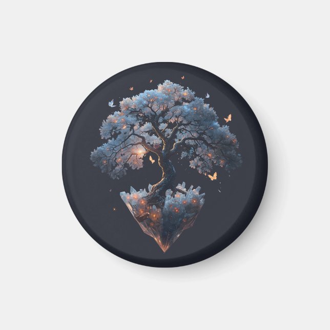 Celestial Crystal Tree – Fantasy Nature Art Magnet (Front)