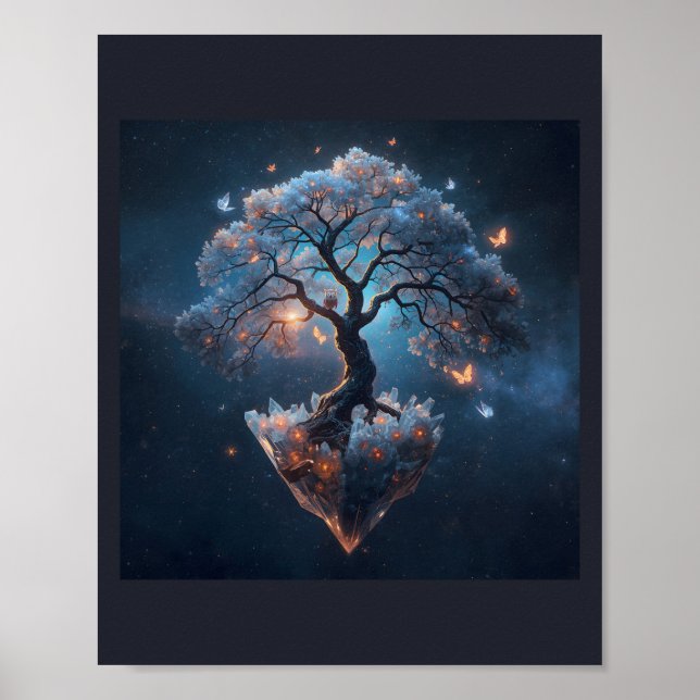 Celestial Crystal Tree – Fantasy Nature Art Poster (Front)