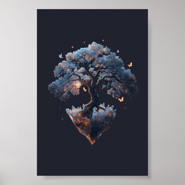 Celestial Crystal Tree – Fantasy Nature Art Poster (Front)