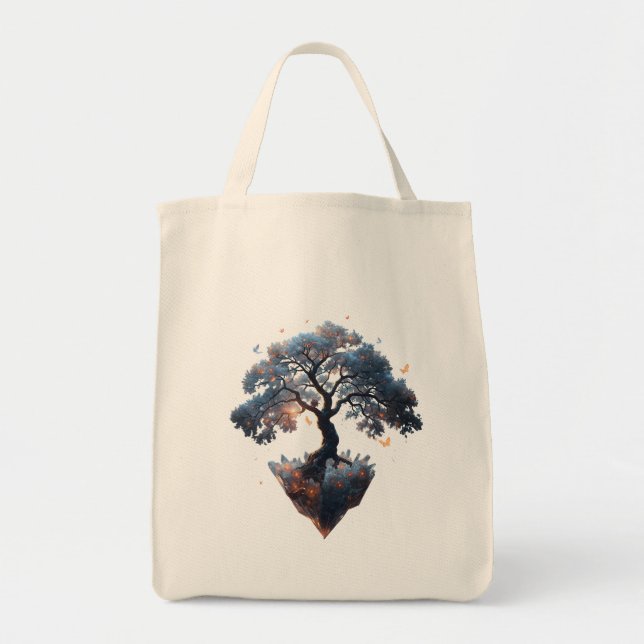 Celestial Crystal Tree – Fantasy Nature Art Tote Bag (Front)