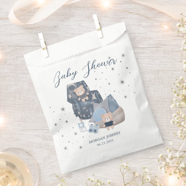 Celestial Cute Bear Stars Baby Shower Favour Bags (Clipped)