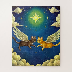 Celestial Dance of Winged Cats children's Jigsaw Puzzle