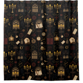 Celestial Dark Academia Shower Curtain