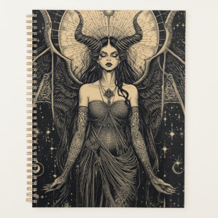 Celestial Dark Angel Art Print Occult Goddess Il Planner