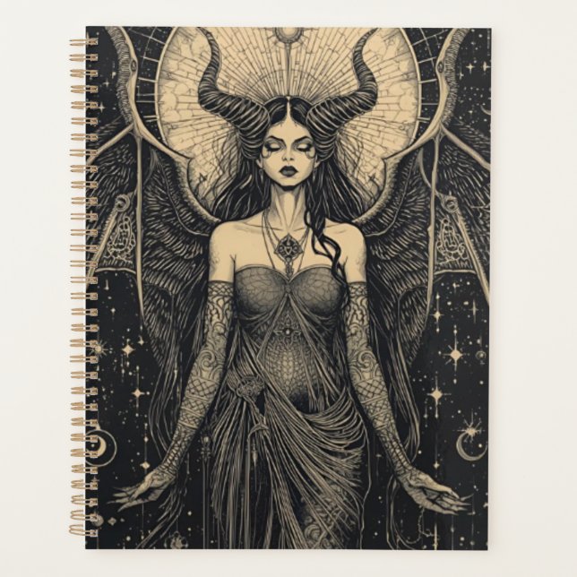 Celestial Dark Angel Art Print | Occult Goddess Il Planner (Front)