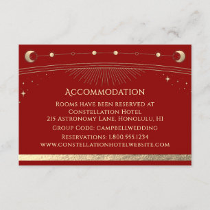 Celestial Dark Red Sun Moon Stars Accommodation Enclosure Card