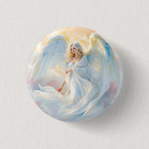 Celestial Dawn – Angel of Peace and Light 3 Cm Round Badge