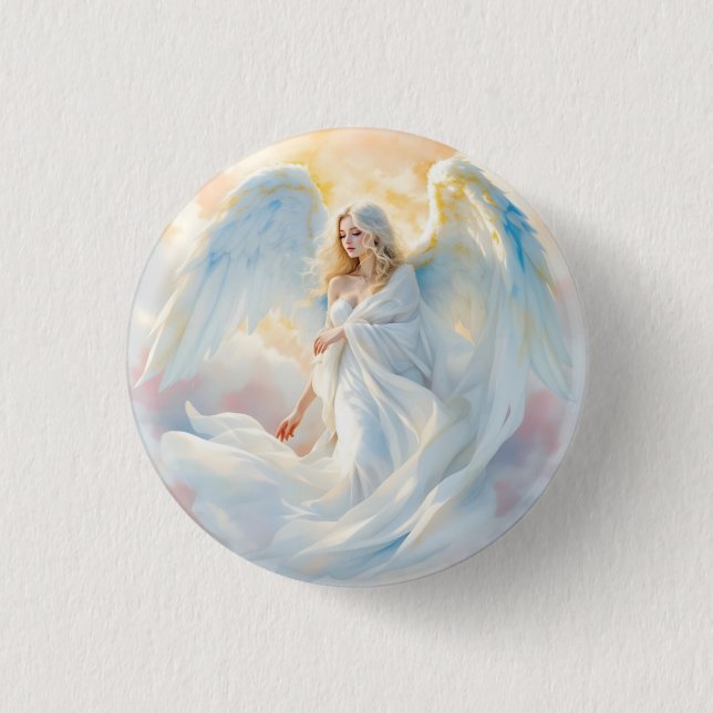 Celestial Dawn – Angel of Peace and Light 3 Cm Round Badge (Front)