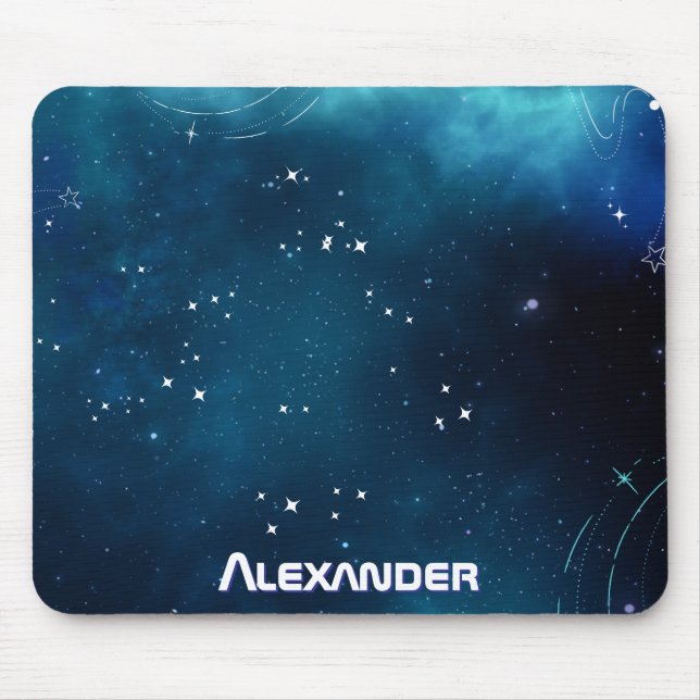 Celestial Deep Blue Outer Space Cosmic Galaxy Mouse Mat (Front)
