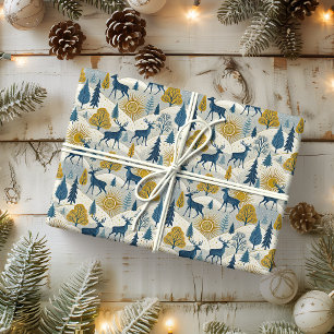 Celestial Deer Winter Mountains  Wrapping Paper