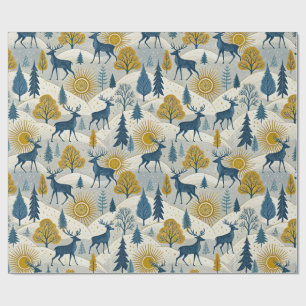 Celestial Deer Winter Mountains  Wrapping Paper