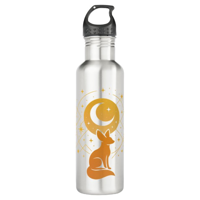 Celestial Desert Fox – Moon and Stars Cosmic  710 Ml Water Bottle (Front)