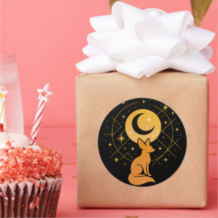 Celestial Desert Fox – Moon and Stars Cosmic  Classic Round Sticker