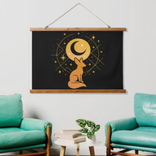 Celestial Desert Fox – Moon and Stars Cosmic  Hanging Tapestry