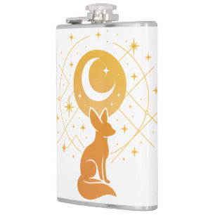 Celestial Desert Fox – Moon and Stars Cosmic Hip Flask