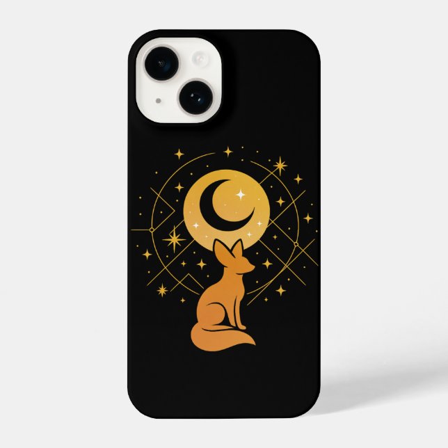 Celestial Desert Fox – Moon and Stars Cosmic  iPhone Case (Back)