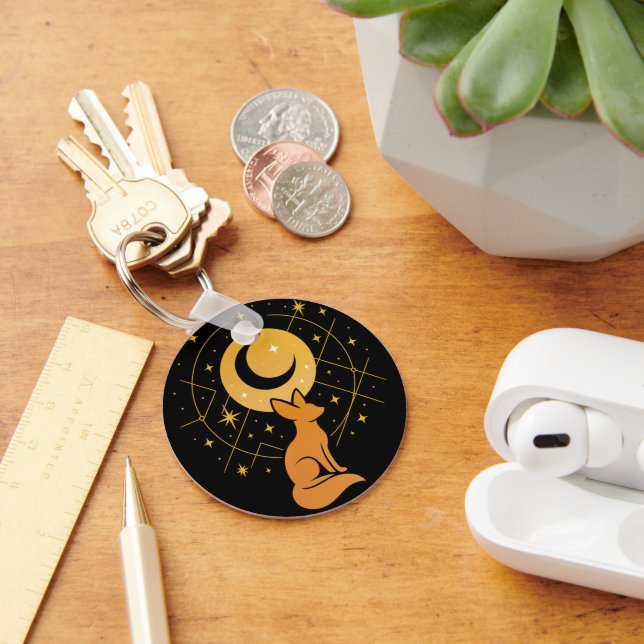 Celestial Desert Fox – Moon and Stars Cosmic  Key Ring (Desk)
