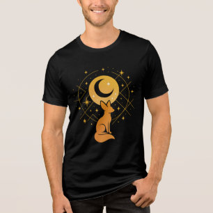 Celestial Desert Fox – Moon and Stars Cosmic  Tri-Blend Shirt