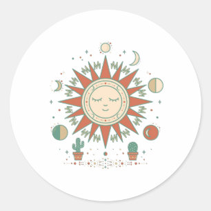 Celestial Desert Round Sticker - Sun Moon Planet C