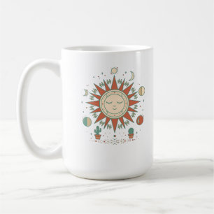 Celestial Desert Wall Clock - Sun Moon Planet Cact Coffee Mug
