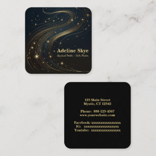 Celestial design on black square business card