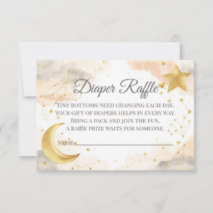 Celestial Diaper Raffle Card Gold Stars