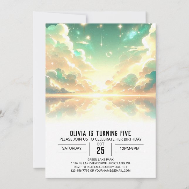 Celestial Digital Birthday Invitation (Front)
